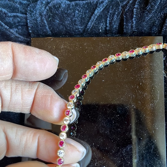 QVC Ruby and diamond gold tone bracelet - Picture 6 of 10